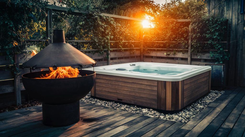 View of 21 Amazing Hot Tub Fire Pit Combo Designs (for Inspiration)
